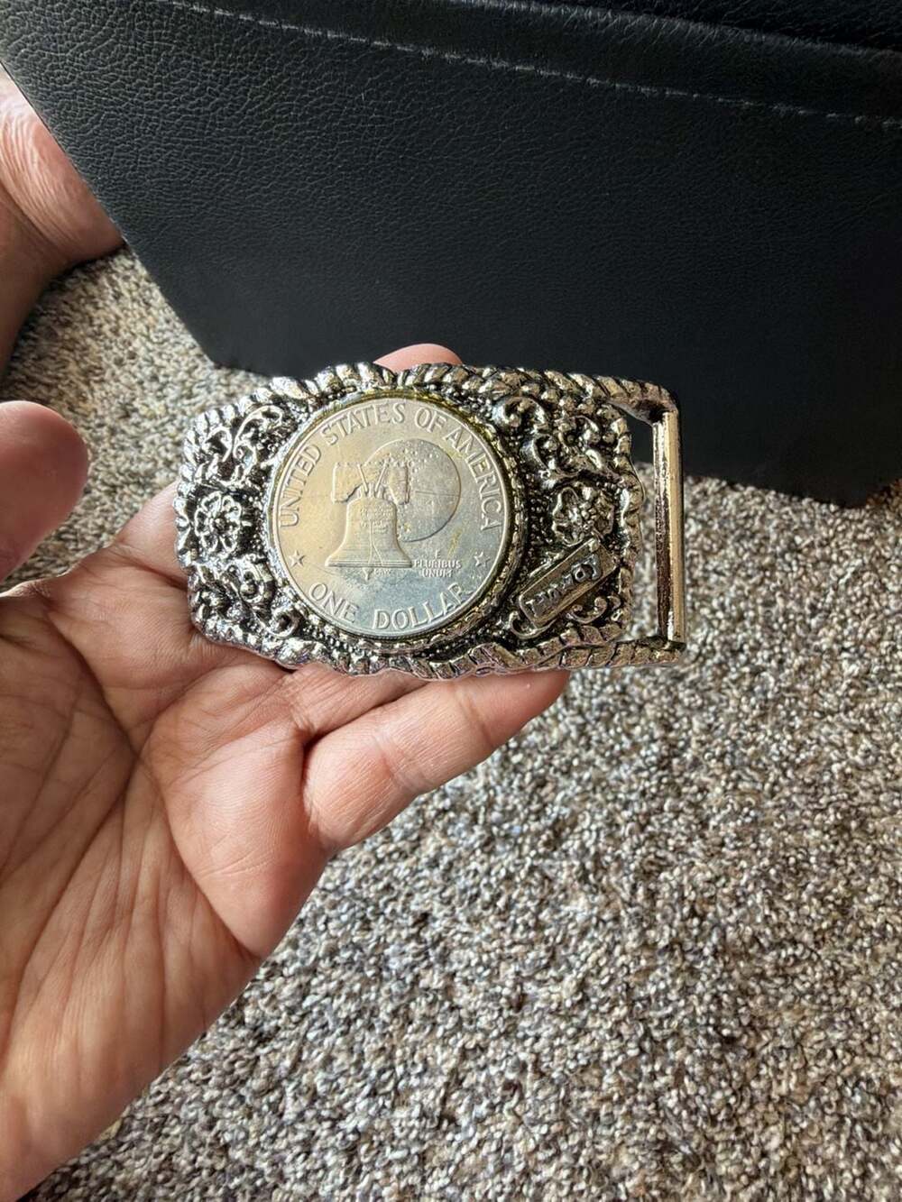 Vintage Howdy Eisenhower Dollar Coin Belt Buckle